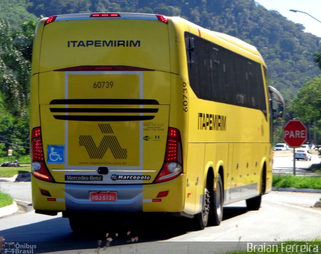 Viação Itapemirim 60739 na cidade de Viana, Espírito Santo, Brasil, por Braian Ferreira. Número da foto: #5073314.