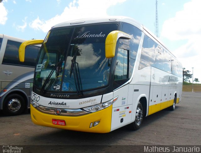 Viação Ariranha 7560 na cidade de Trindade, Goiás, Brasil, por Matheus Januario. ID da foto: 5090835.