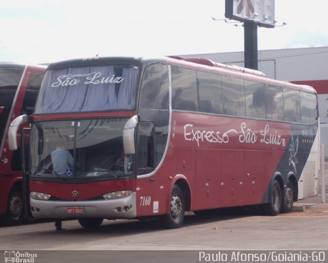 Expresso São Luiz 7160 na cidade de Goiânia, Goiás, Brasil, por Afonso de Sousa. ID da foto: 5031803.