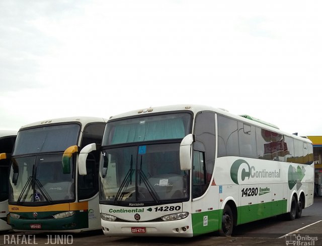 Viação Continental de Transportes 14280 na cidade de Ribeirão Preto, São Paulo, Brasil, por RAFAEL  JUNIO FONSECA. Número da foto: #5033839.
