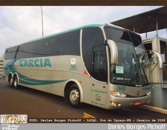 Viação Garcia 7610 na cidade de Foz do Iguaçu, Paraná, Brasil, por Derles Borges Pichoff. ID da foto: 5094328.