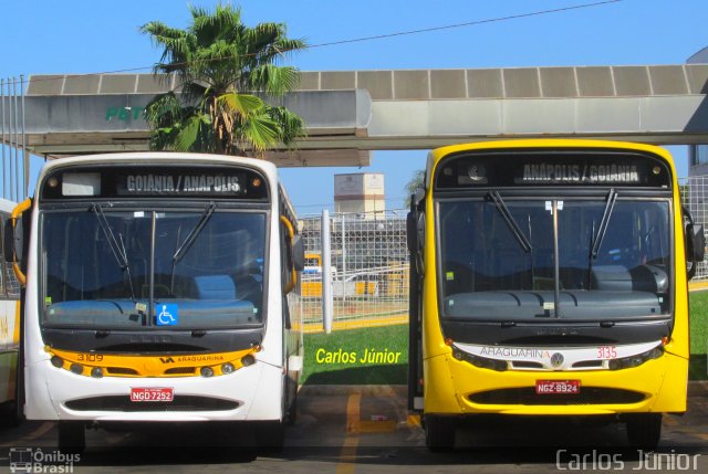 Viação Araguarina 3135 na cidade de Goiânia, Goiás, Brasil, por Carlos Júnior. ID da foto: 5118971.