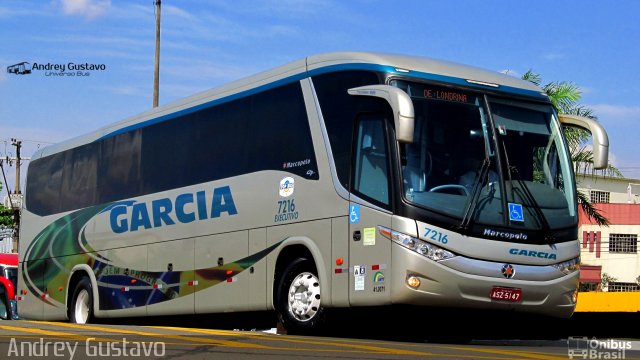 Viação Garcia 7216 na cidade de Londrina, Paraná, Brasil, por Andrey Gustavo. ID da foto: 5120790.