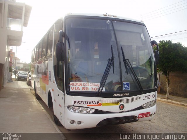 Saritur - Santa Rita Transporte Urbano e Rodoviário 21990 na cidade de Piedade dos Gerais, Minas Gerais, Brasil, por Luiz Henrique Campos. ID da foto: 5122416.