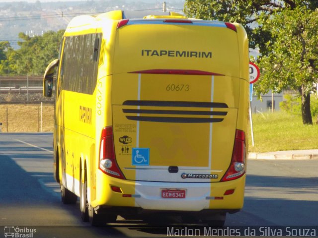 Viação Itapemirim 60673 na cidade de Brasília, Distrito Federal, Brasil, por Marlon Mendes da Silva Souza. ID da foto: 5130708.