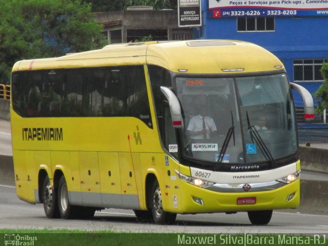 Viação Itapemirim 60627 na cidade de Barra Mansa, Rio de Janeiro, Brasil, por Maxwel Silva. ID da foto: 5139239.