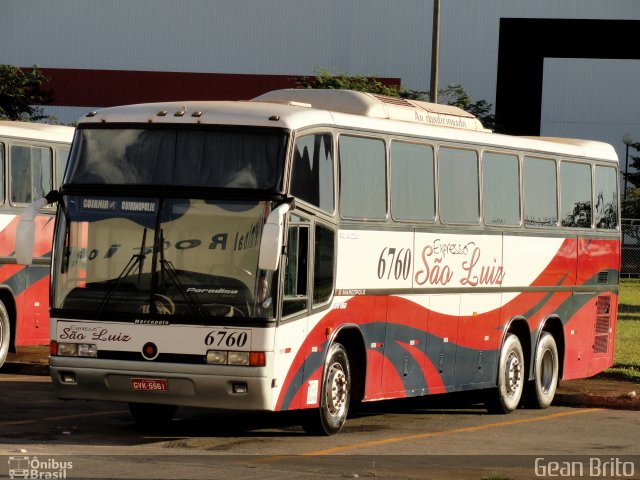 Expresso São Luiz 6760 na cidade de Goiânia, Goiás, Brasil, por Gean Brito. Número da foto: #5144346.