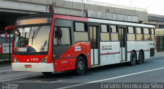 Express Transportes Urbanos Ltda 4 8638 na cidade de São Paulo, São Paulo, Brasil, por Luciano Ferreira da Silva. ID da foto: 5146991.