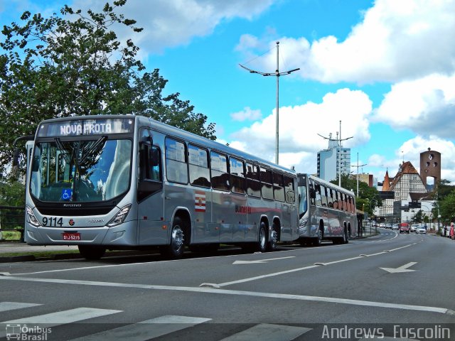 BluMob - Concessionária de Transporte Urbano de Blumenau 9114 na cidade de Blumenau, Santa Catarina, Brasil, por Andrews  Fuscolin. ID da foto: 5149622.