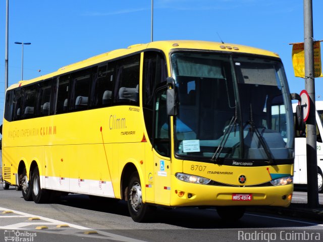 Viação Itapemirim 8707 na cidade de São Paulo, São Paulo, Brasil, por Rodrigo Coimbra. ID da foto: 5155386.