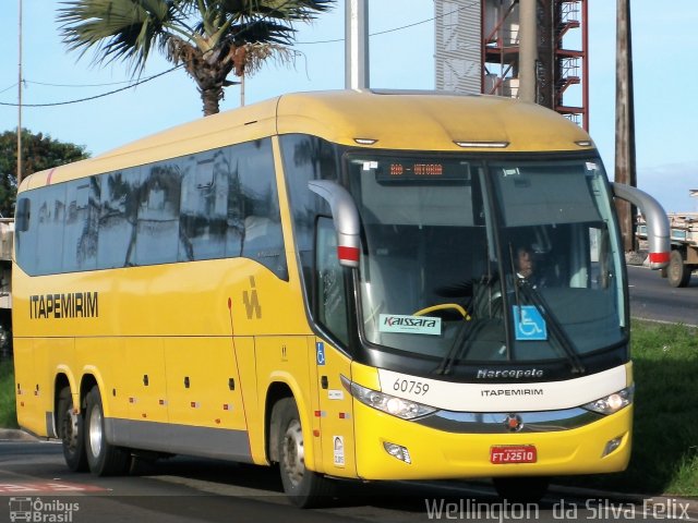 Viação Itapemirim 60759 na cidade de Vitória, Espírito Santo, Brasil, por Wellington  da Silva Felix. ID da foto: 5155460.