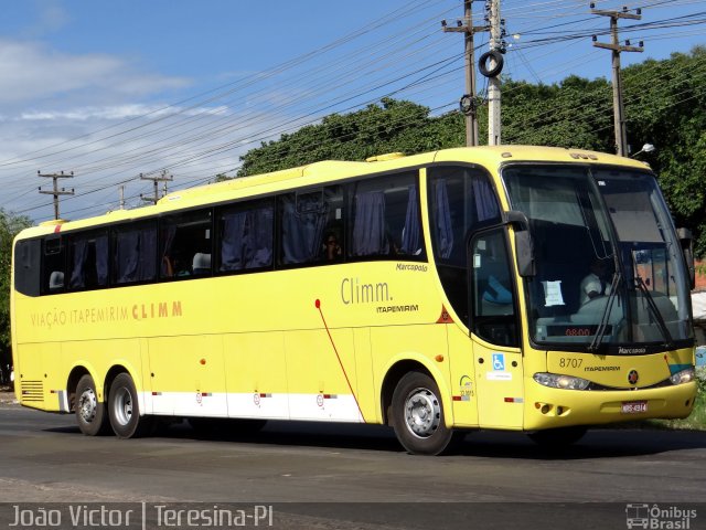 Viação Itapemirim 8707 na cidade de Teresina, Piauí, Brasil, por João Victor. ID da foto: 5098319.