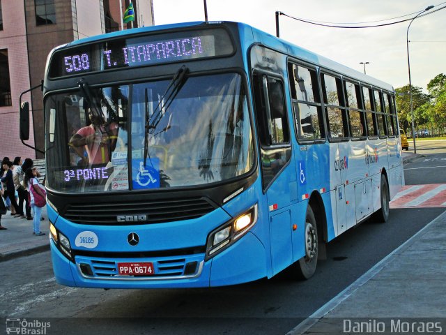 Expresso Santa Paula 16185 na cidade de Vitória, Espírito Santo, Brasil, por Danilo Moraes. ID da foto: 5100402.