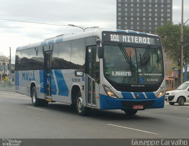 Viação Mauá RJ 185.008 na cidade de Rio de Janeiro, Rio de Janeiro, Brasil, por Giuseppe Carvalho. Número da foto: #5111330.