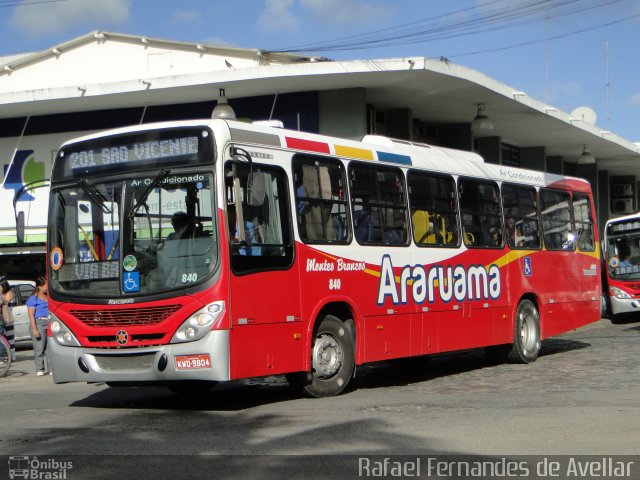 Viação Montes Brancos 840 na cidade de Araruama, Rio de Janeiro, Brasil, por Rafael Fernandes de Avellar. ID da foto: 5164720.