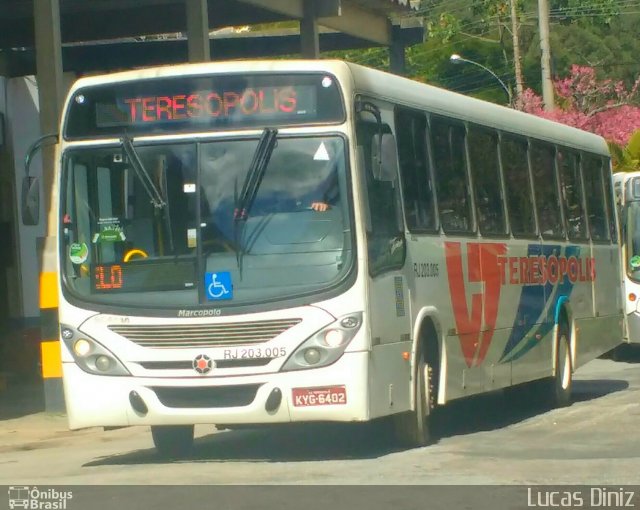 Viação Teresópolis RJ 203.005 na cidade de Teresópolis, Rio de Janeiro, Brasil, por Lucas Diniz. ID da foto: 5190373.