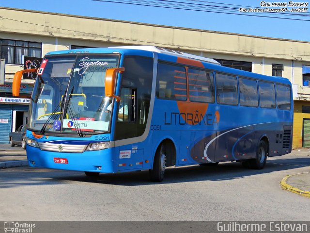 Litorânea Transportes Coletivos 5091 na cidade de São José dos Campos, São Paulo, Brasil, por Guilherme Estevan. ID da foto: 5198651.