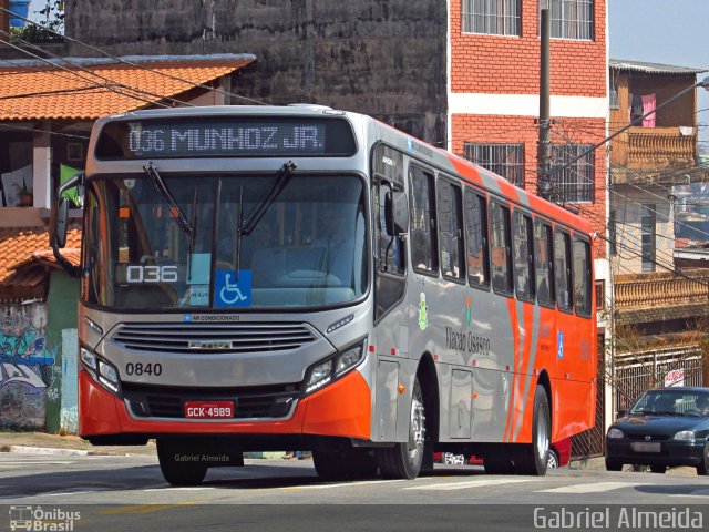 Viação Osasco 0840 na cidade de Osasco, São Paulo, Brasil, por Gabriel Almeida. ID da foto: 5215452.