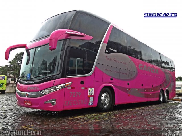 Viação Garcia 7279 na cidade de Foz do Iguaçu, Paraná, Brasil, por Ewerton Perin. Número da foto: #5217799.