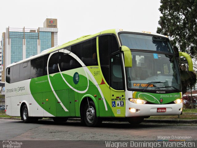 Expresso Princesa dos Campos 5691 na cidade de Curitiba, Paraná, Brasil, por Wagner Domingos Ivanesken. ID da foto: 5221644.