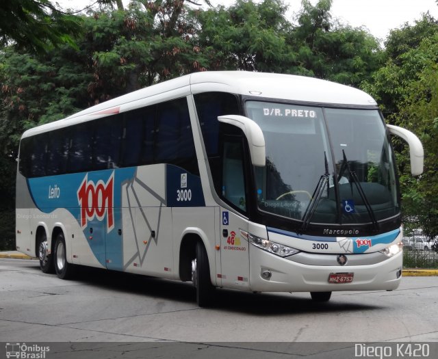 Auto Viação 1001 3000 na cidade de São Paulo, São Paulo, Brasil, por Diego K420 . ID da foto: 5236474.