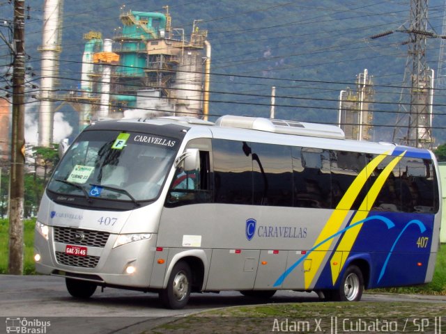 Caravellas Transportes e Turismo 407 na cidade de Cubatão, São Paulo, Brasil, por Adam Xavier Rodrigues Lima. ID da foto: 5264299.