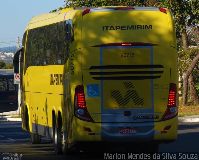 Viação Itapemirim 60715 na cidade de Brasília, Distrito Federal, Brasil, por Marlon Mendes da Silva Souza. ID da foto: 5266594.