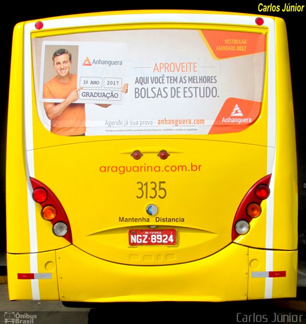 Viação Araguarina 3135 na cidade de Goiânia, Goiás, Brasil, por Carlos Júnior. Número da foto: #5267948.