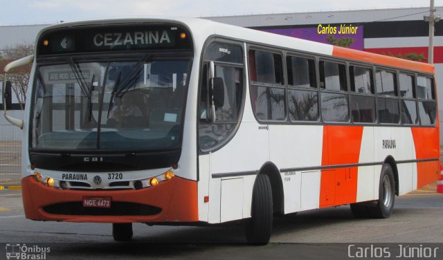 Viação Paraúna 3720 na cidade de Goiânia, Goiás, Brasil, por Carlos Júnior. ID da foto: 5269953.