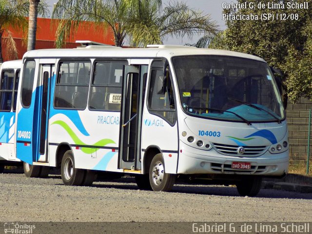 Via Ágil - Transporte Coletivo de Piracicaba 104003 na cidade de Piracicaba, São Paulo, Brasil, por Gabriel Giacomin de Lima. Número da foto: #5272752.