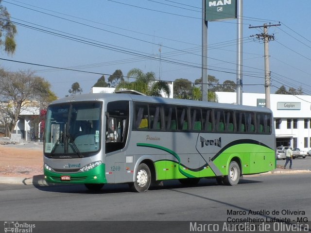 Turin Transportes 1240 na cidade de Conselheiro Lafaiete, Minas Gerais, Brasil, por Marco Aurélio de Oliveira. ID da foto: 5275669.