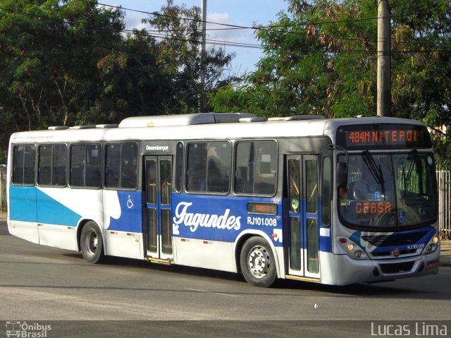 Auto Ônibus Fagundes RJ 101.008 na cidade de Niterói, Rio de Janeiro, Brasil, por Lucas Lima. Número da foto: #5276631.