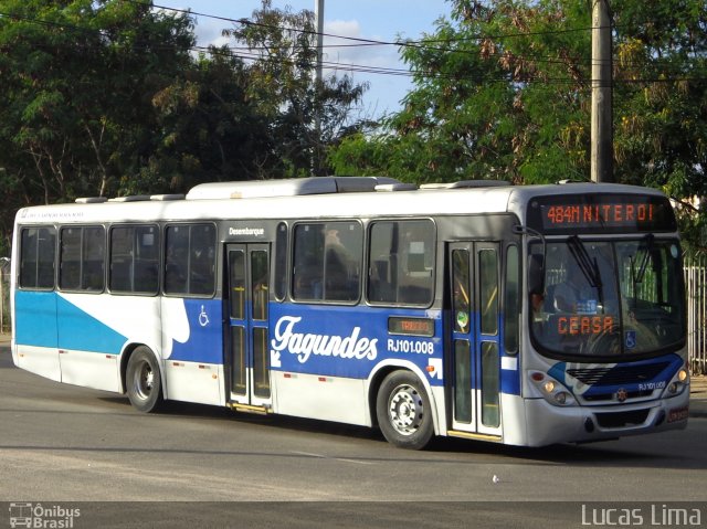 Auto Ônibus Fagundes RJ 101.008 na cidade de Niterói, Rio de Janeiro, Brasil, por Lucas Lima. ID da foto: 5276631.