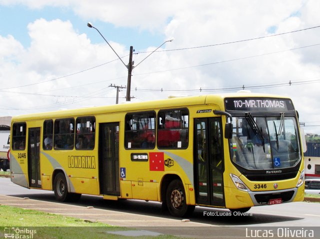 TCGL - Transportes Coletivos Grande Londrina 3346 na cidade de Londrina, Paraná, Brasil, por Lucas Oliveira . Número da foto: #5279968.
