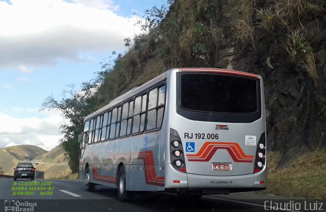 Viação Resendense RJ 192.006 na cidade de Barra Mansa, Rio de Janeiro, Brasil, por Claudio Luiz. Número da foto: #5280304.