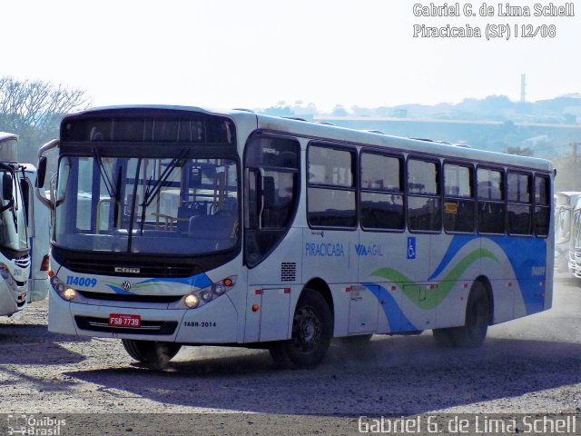 Via Ágil - Transporte Coletivo de Piracicaba 114009 na cidade de Piracicaba, São Paulo, Brasil, por Gabriel Giacomin de Lima. ID da foto: 5281515.