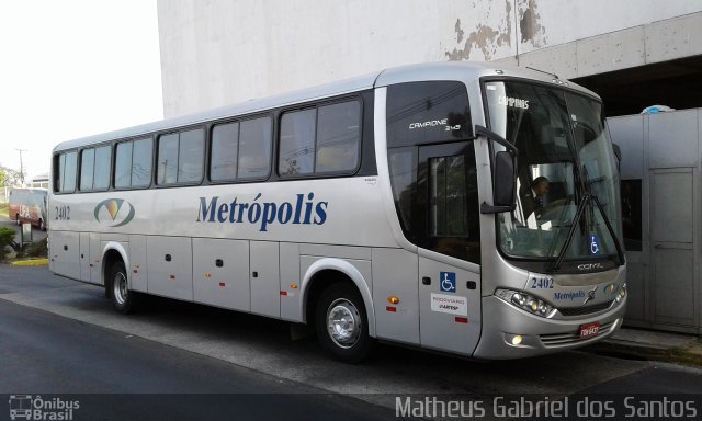 Expresso Metrópolis Transportes e Viagens 2402 na cidade de Campinas, São Paulo, Brasil, por Matheus Gabriel dos Santos. ID da foto: 5285209.