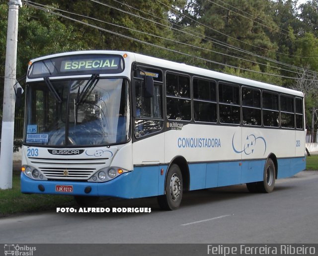 Viação Nossa Senhora Conquistadora 203 na cidade de Pelotas, Rio Grande do Sul, Brasil, por Felipe Ferreira Ribeiro. Número da foto: #5293971.