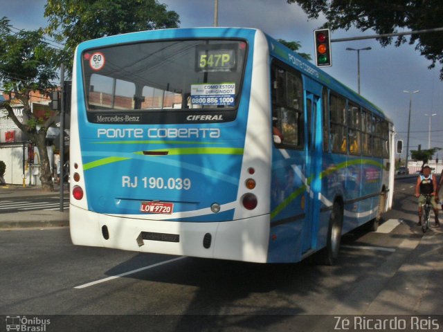 Viação Ponte Coberta RJ 190.039 na cidade de Rio de Janeiro, Rio de Janeiro, Brasil, por Zé Ricardo Reis. Número da foto: #5293528.