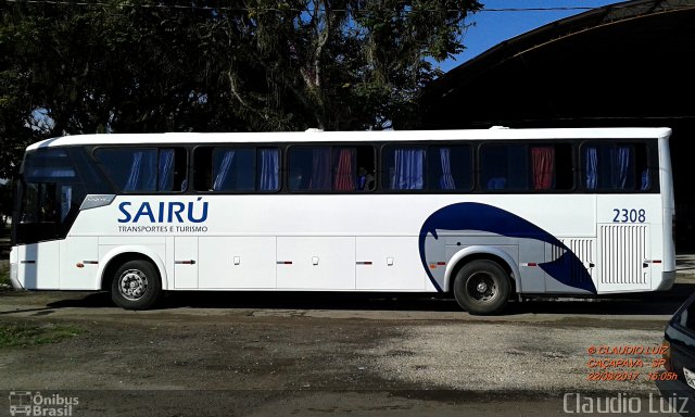 Sairú Transporte e Turismo 2308 na cidade de Caçapava, São Paulo, Brasil, por Claudio Luiz. Número da foto: #5298838.