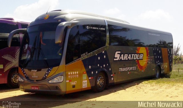 Saratour Transportes e Turismo 1447 na cidade de Maxaranguape, Rio Grande do Norte, Brasil, por Michel Nowacki. ID da foto: 5301197.