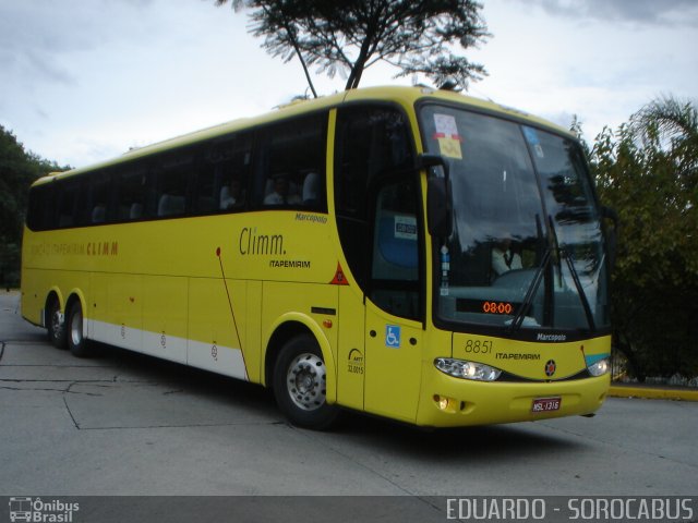 Viação Itapemirim 8851 na cidade de São Paulo, São Paulo, Brasil, por EDUARDO - SOROCABUS. ID da foto: 5309859.