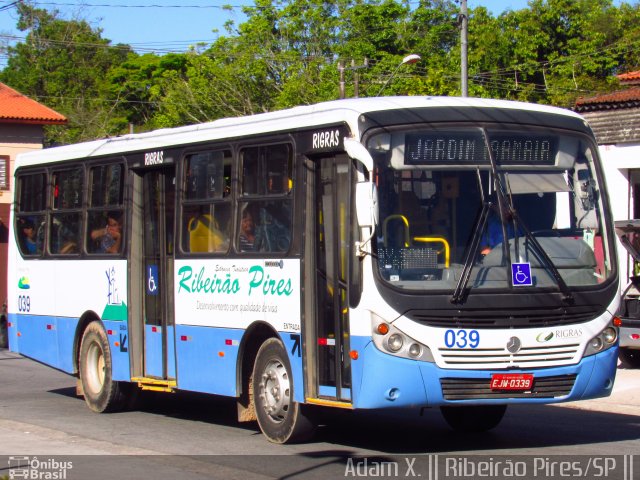 Rigras Transporte Coletivo e Turismo 039 na cidade de Ribeirão Pires, São Paulo, Brasil, por Adam Xavier Rodrigues Lima. Número da foto: #5311622.