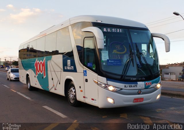 Auto Viação 1001 RJ 108.672 na cidade de Conselheiro Lafaiete, Minas Gerais, Brasil, por Rodrigo  Aparecido. ID da foto: 5347945.