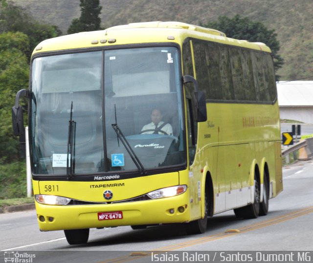 Viação Itapemirim 5811 na cidade de Santos Dumont, Minas Gerais, Brasil, por Isaias Ralen. Número da foto: #5350003.