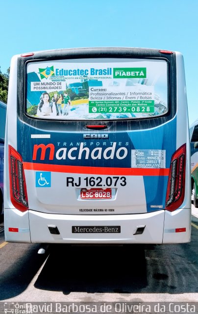 Transportes Machado RJ 162.073 na cidade de Rio de Janeiro, Rio de Janeiro, Brasil, por David Barbosa de Oliveira da Costa. ID da foto: 5352138.