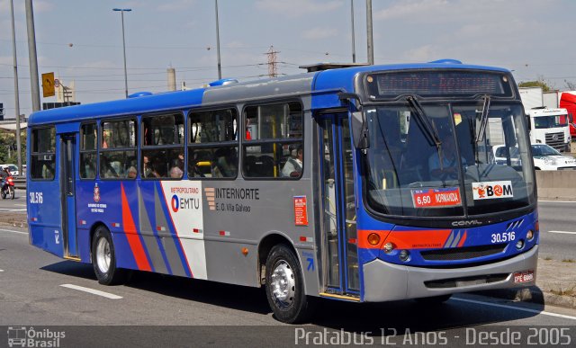 Empresa de Ônibus Vila Galvão 30.516 na cidade de São Paulo, São Paulo, Brasil, por Cristiano Soares da Silva. ID da foto: 5354658.