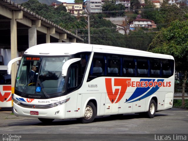 Viação Teresópolis RJ 203.075 na cidade de Teresópolis, Rio de Janeiro, Brasil, por Lucas Lima. ID da foto: 5357403.