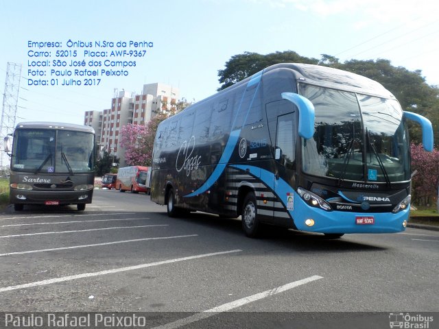 Empresa de Ônibus Nossa Senhora da Penha 52015 na cidade de São José dos Campos, São Paulo, Brasil, por Paulo Rafael Peixoto. ID da foto: 5364208.