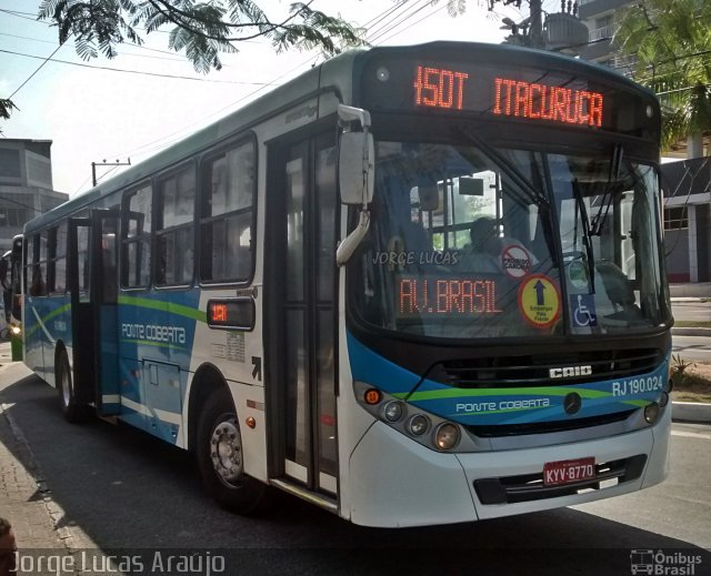 Viação Ponte Coberta RJ 190.024 na cidade de Itaguaí, Rio de Janeiro, Brasil, por Jorge Lucas Araújo. Número da foto: #5370018.